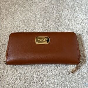 Michael Kors Brown Leather Zip-Around Wallet